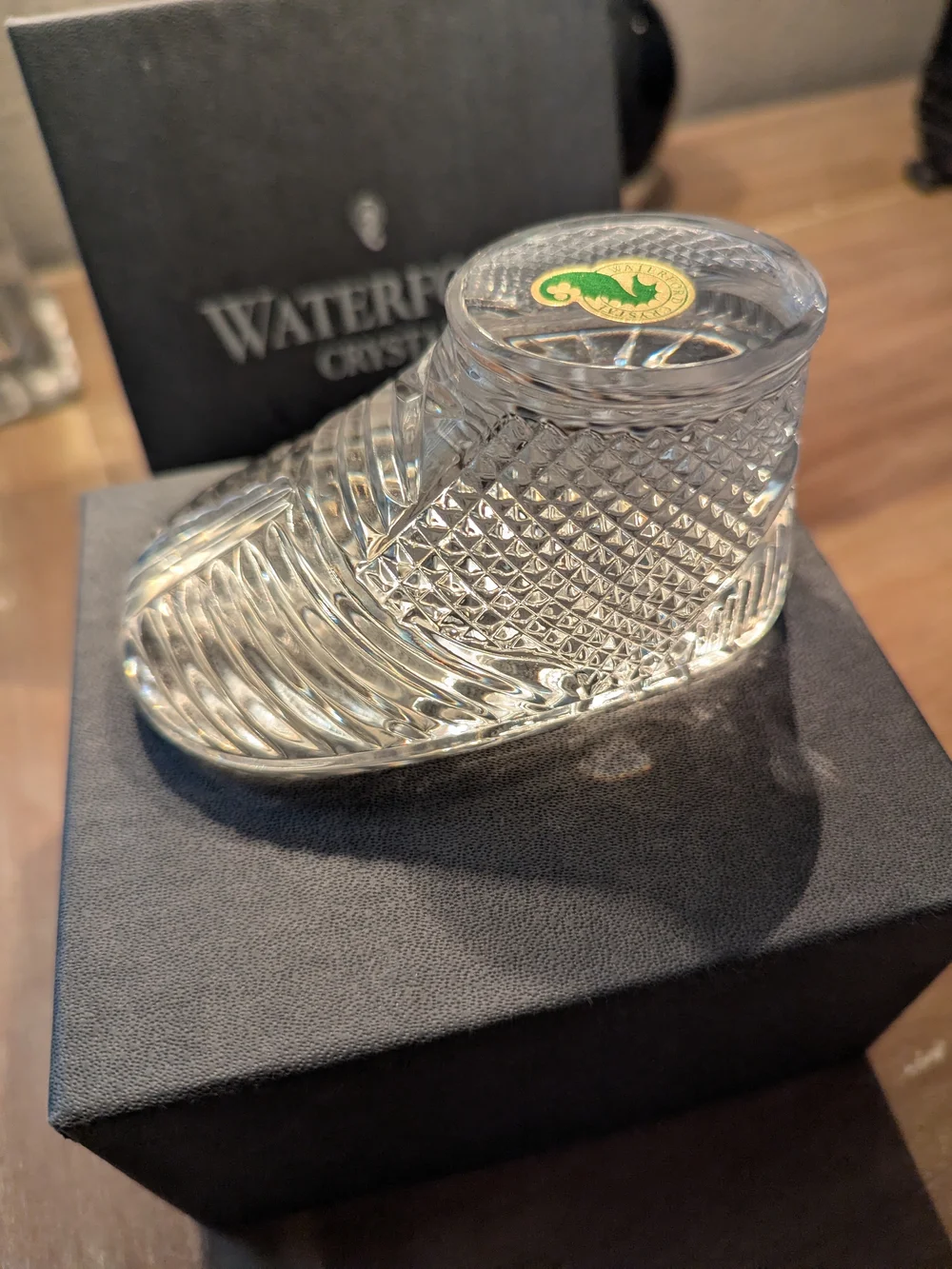 Waterford Crystal Baby Boot Shoe Figurine Paperweight With Original Box- Clear
